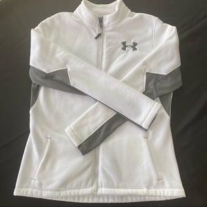 Under Armour White Full Zip Fleece Size Large